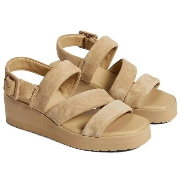 Vince Women's Skylar Strappy Slingback Sandals Dune Suede Size 8 M (MSRP $280) - Picture 1 of 11